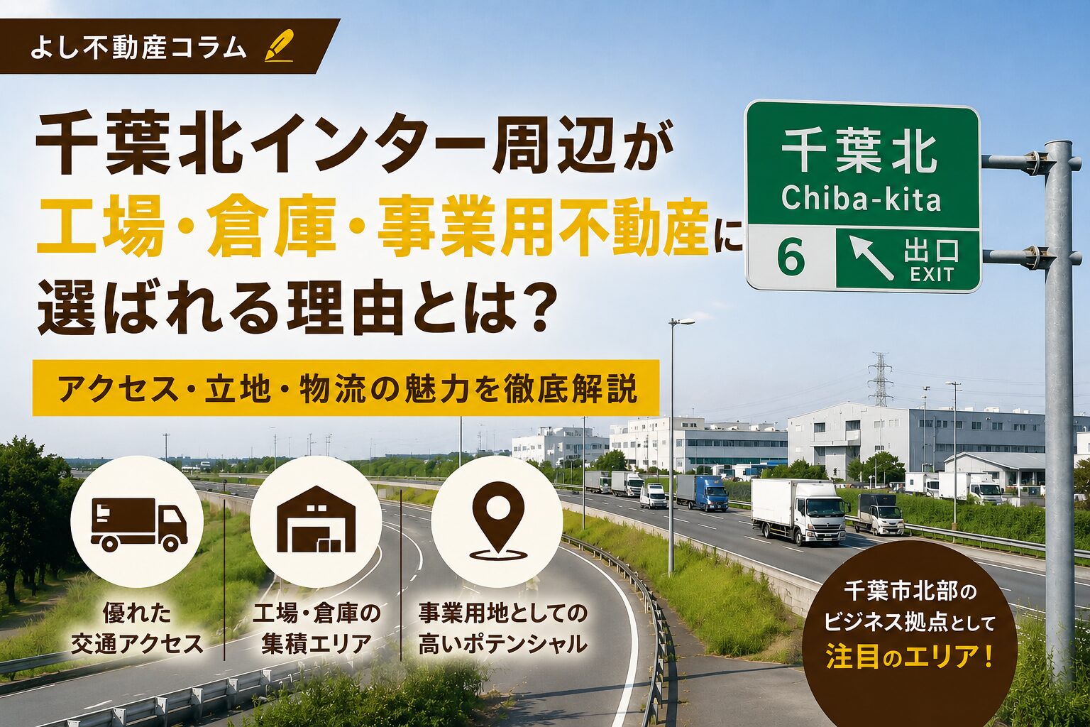 千葉北インター周辺が工場・倉庫・事業用不動産に選ばれる理由とは？