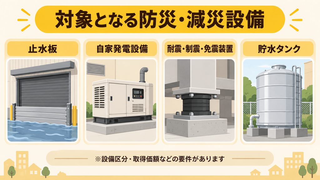 対象となる防災減災設備