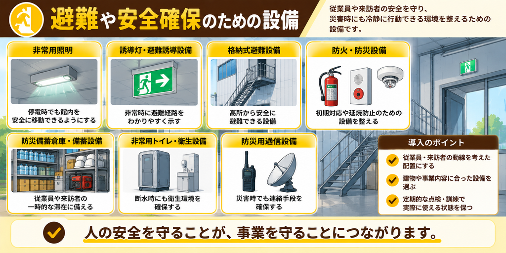 避難や安全確保の為の設備