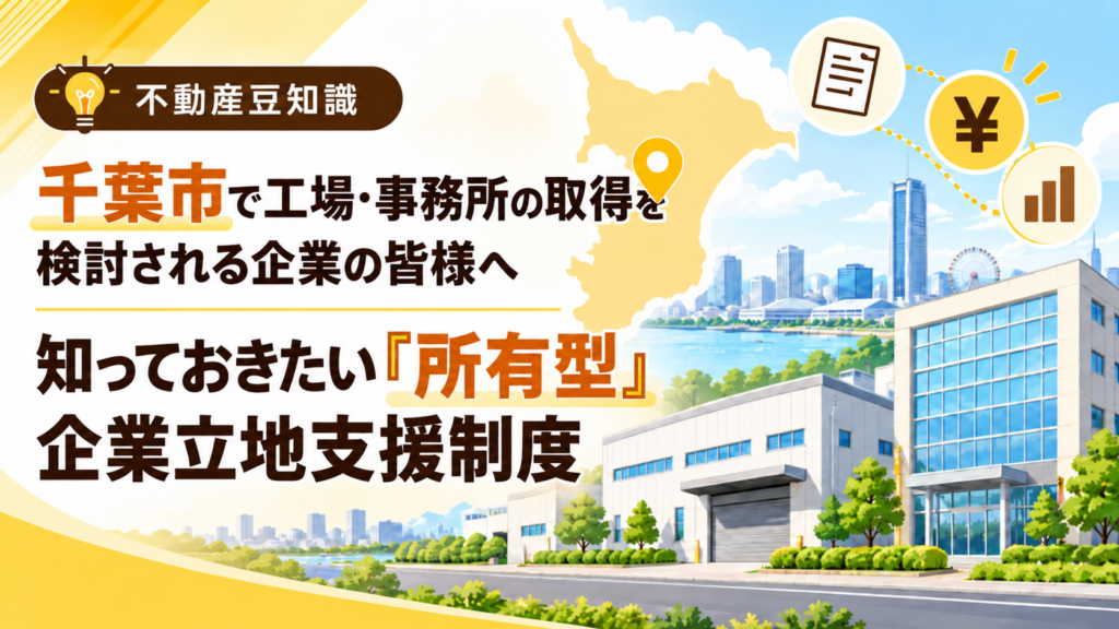 千葉市で工場・事務所の取得を検討される企業の皆様へ　知っておきたい『所有型』企業立地支援制度